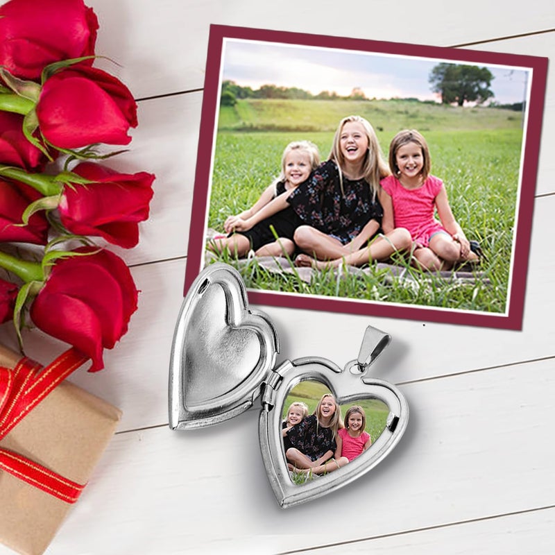 PHOCKSIN Silver Heart Locket Keychains for Women Gold Photo Locket Key chain that Hold Pictures New Years Gifts for Women - Image 3